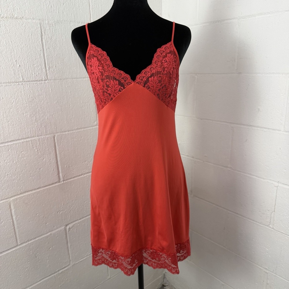Victoria's Secret Chemise Slip Dress Babydoll Lace Stretch Sexy Red Y2K Layers S